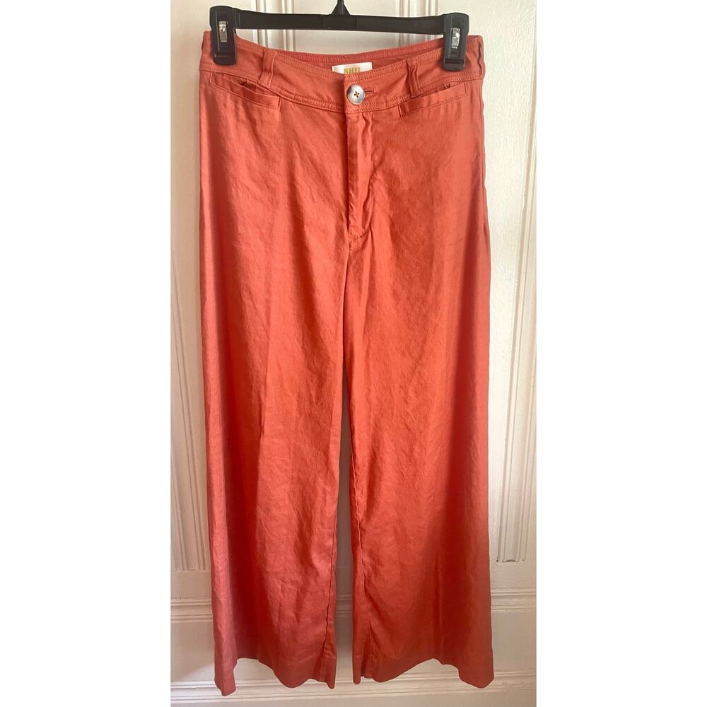 Anthropologie Maeve Ettie High Rise Crop Wide Leg Linen Blend Pants Size 27